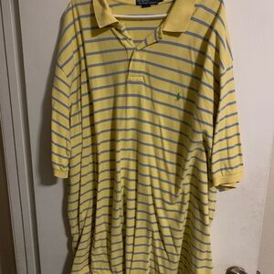 Ralph Lauren Yellow and Light Blue Striped Polo